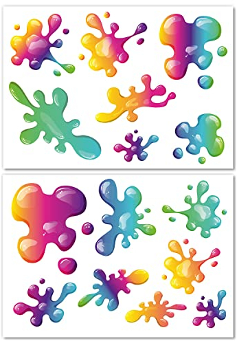 Auto Aufkleber Farbkleckse in Regenbogen Farben - Sticker Set Digitaldruck mit UV-Schutzlaminat für Fahrrad PKW LKW Motorrad Moped Hippie Design Witterungsbeständig - kfz756