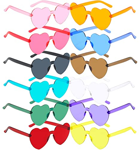 XINCHEN 12 Stück Magische Farben Party Herz Brille, Herz Brille,Lustige Partybrillen,Herz Sonnenbrille,für Fasching Foto Requisiten Geburtstagsfeier.