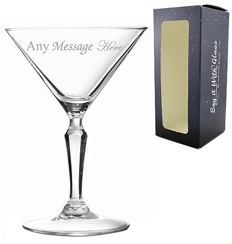 Copa de cóctel Monti Martini con grabado personalizable, personalizable con cualquier nombre o mensaje para cualquier ocasión, estiliza de una variedad de fuentes, caja de regalo incluida, grabado con