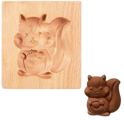 En del söt djurform 3D trä bakform enkel kakstämpel snidad bärbar lätt kakstämpel prägling hantverk för kex choklad tårta