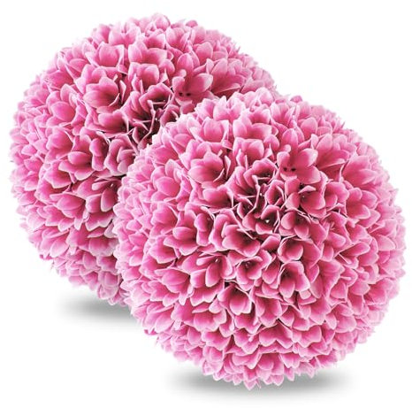GIANTEX Juego de 2 Bolas de Boj Artificiales, Plantas Esféricas Falsas de 28 cm, Hojas Realistas, Bolas Decorativas para Colgar en Jardín, Patio, Boda (Rosa)