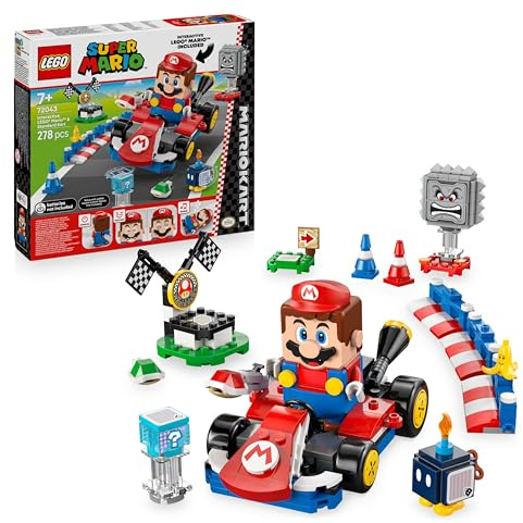 LEGO Mario Kart – Interactive Mario & Standard Kart - Toy Race Course with a Car, 3 Figures, a Podium & Barriers - Gamer Gift for 7+ Year Old Boys & Girls - 72043