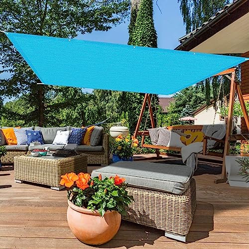 Tenda parasole blu, 7 x 8 m, resistente ai raggi UV, 95%, per patio, cortile, giardino e prato, soluzione ideale per l'ombra all'aperto