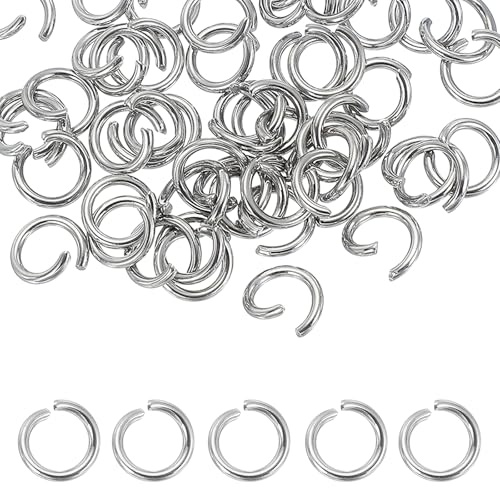 Kvartsman 80 stycken böjringar, 10 x 1,5 mm öppna kedjelänkar hoppringar metallring jump ringar för smyckestillverkning armband halsband hänge nyckelringar små gör-det-själv, silver