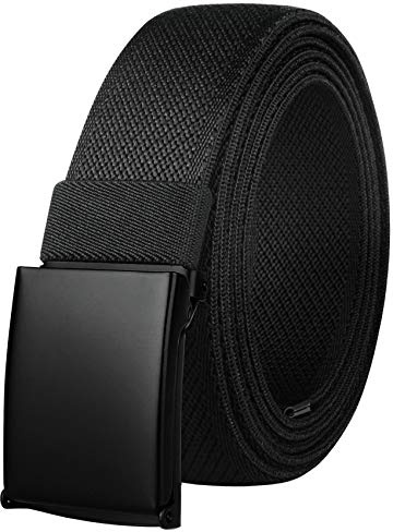 Drizzte Ceinture Homme 110-180cm Grande Taille Élastique Tissu Toile Ceinture Noir