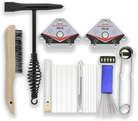 Gutimore Welding accessories kit,19pc,10.5 Inch Chipping Hammer,10 Wire Brush, torch striker,Torch Tip Cleaner,50lb Welding Magnet,Soapstone Holder and Refills