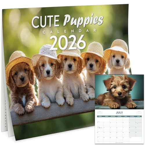 Cute Puppies Calendar 2026 – A3 Wall Calendar for Dog Lovers