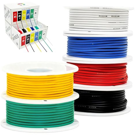 Elektronik Elektrischer Draht Kabel Kit,0.3mm² 22AWG 6 Farben Silikon Elektrischer Draht Kabel,Flexibler Silikon Leitungen Draht,Verzinnt Kupferkabel Massivdraht Für DIYModelle,Elektrische Anwendungen