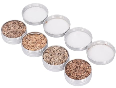 Alomejor Utsökt Rökt Träflis, 4 Smaker, Cocktailflis för Drycker och Mat, Förbättra Smaken med Ekvalnötskörsbär, 4-pack med Förvaringslådor