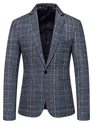 Generisk dufflecoat män braested business bankett bröllop passform kostym med affärs vinterrock män, blå, 3XL