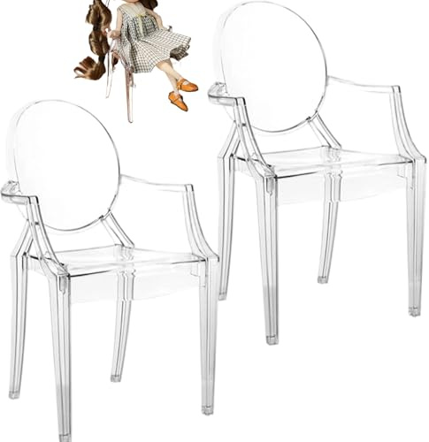 2 Muebles de muñeca a Escala 1:6, Mini Silla de casa de muñecas de plástico Transparente, sillón en Miniatura, Muebles Modernos, Accesorios para casa de muñecas, Silla acrílica, Escala 1/6