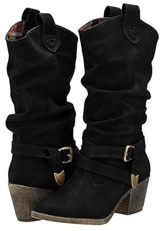 HTNEDNST Stivali da cowboy estivi da donna, in pelle scamosciata, stivaletti da equitazione, stivali da equitazione, stivaletti da cowgirl, stivaletti da cowgirl, stivaletti classici, stivaletti