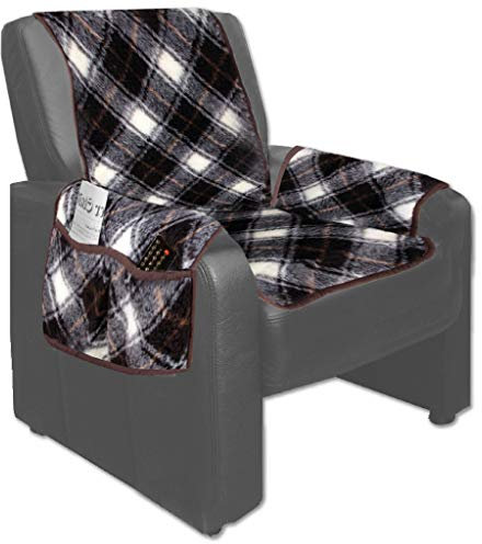 Bestlivings Sesselschoner 147x147cm Überwurf Lammflor Polsterschutz, Auswahl: Farbe - Dunkelbraun - Gemustert