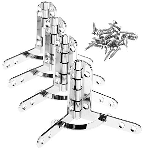 Quadrantenscharniere für Schmuck Weinkisten Koffer 40 x 40 x 30 mm 90-Grad-Stützscharniere Silberfarben mit Befestigungsschrauben 4 Stück/Set