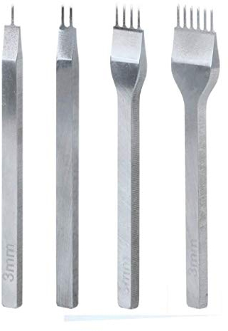 Shuny Kit Outils Perforatrice 4 Pcs, 4mm DIY Cuir, Griffe Perforateur Artisanat, Trou Couture Diamant Laçage Pour Artisanat