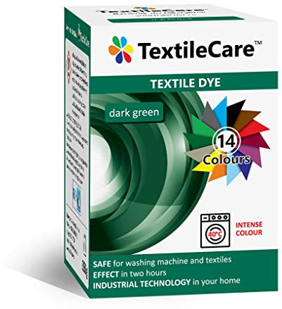 TextileCare Washing Machine Fabric Dye for Clothes and Textiles, 350g of dye for 600g Clothes, 14 Colors (Dark Green)