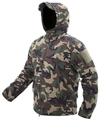 Ketamyy Homme Tactique Camouflage Veste Imperméable Softshell Doublure en Polaire Automne Hiver Outdoor Trekking Chasse Alpinisme Blouson Manteaux à Capuche