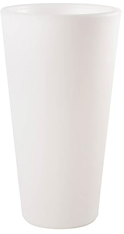 8 seasons Design Shining Classic Pot L, Solar LED Pflanzkübel 39 x 70 cm (weiß), inkl. Solarmodul und LED-Leuchtmittel in warmweiß, beleuchteter Pflanzkübel für außen, Blumenkübel