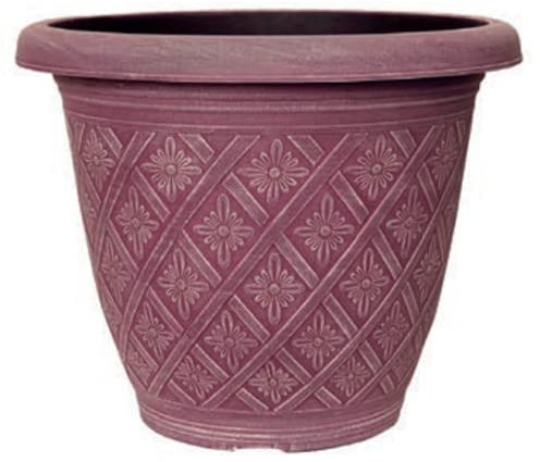 Muddy Hands Decorative Plant Pot Outdoor Garden Colourful Round Plastic Planter (Festival Fuchsia, 22.85 Litre)