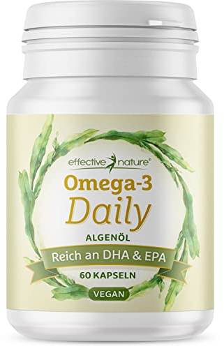 effective nature - Hochdosiertes Omega-3 aus Mikroalgenöl - 60 vegane Kapseln - Pro Tag 576 mg DHA und 288 mg EPA - Für 1 Monat