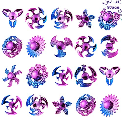 20 Pcs Cool Fidget Spinners for Kids Adults Boys Girls,Sensory Hand Fidget Pack,Stress Anxiety ADHD Relief Fidgets Toy,Party Favors,Birthday Gifts,Goodie Bag Stuffers,Classroom Prizes
