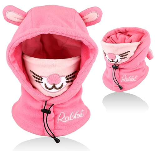 AYPOW Passamontagna Invernale in Pile Termico Bambini 2-12Anni, Maschera da Sci Multifunzionale Antivento Regolabile, Berretti Cappello in Pile Caldo Cappuccio Scaldacollo Sciarpa per Ragazzi Ragazze