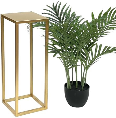 DanDiBo 96506 Tabouret à fleurs carré en métal doré - Table d'appoint - Colonne de fleurs - Support moderne pour plantes - 50 cm
