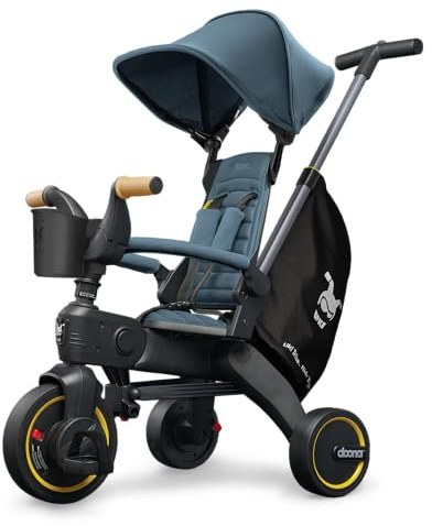 DOONA Liki Baby Trike S5 - Deluxe Foldable Toddler Tricycle with parent handle for ages 10 Months to 3 Years - Ocean Blue