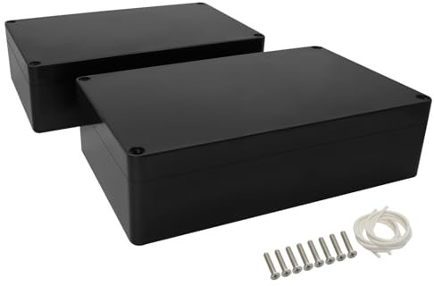 LeMotech Projekt Box ABS Kunststoff Verteilerkasten IP65 Wasserdicht Elektrische Boxen Universal Gehäuse Schwarz Außengröße 200x120x56mm(2 Stück)