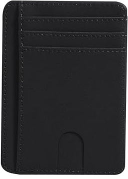 YOUNAFEN Porte-cartes fin avec blocage RFID pour cartes de crédit de visite, argent pour étui en cuir synthétique pour homme et femme, noir, 8x11cm