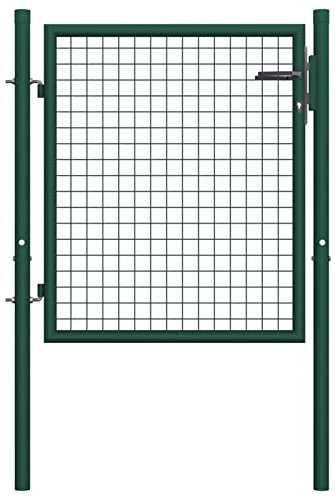 Sufrk Portal de valla Acero 100x75 cm Verde,Barrera Jardín Exterior,Barrera Jardín,Portillon Rejilla