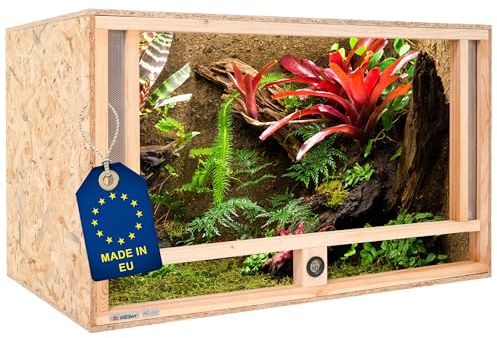 ITA Holz Terrarium 100x60x60 cm mit Frontbelüftung & Integriertem Hygrometer - Holzterrarium aus OSB-3 Platten - Terrarien für Reptilien, Schlangen, Amphibien - EU Produkt, FSC Zertifiziert