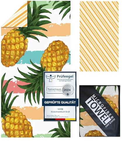 Giyim Large Beach Towel - 180 x 100 cm Microfibre, Absorbent & Quick Drying, Soft & Lightweight, Patterned