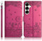 Succtopy Coque pour Samsung Galaxy S25+ Plus 5G Étui de Protection [Etui à Rabat] [Pochette de Portefeuille] [Fermeture Magnétique] Housse Premium en Cuir PU Portefeuille pour Galaxy S25+ Rose Rouge
