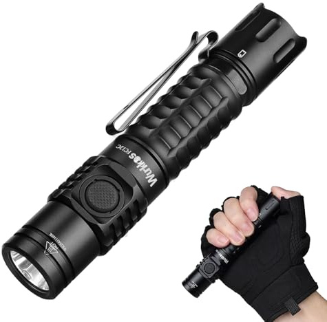 Wurkkos FC12C taktisk ficklampa, 1600 lumen ficklampa LED uppladdningsbar, extremt ljus LED-ficklampa med taktisk brytare LED blinkande ljus IP68 vattentät, buck-konstant strömförare