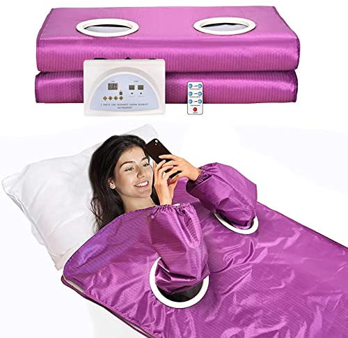 Jradse Coperta Sauna ad Infrarossi Lontani 2 Zone, Coperta Termica Portatile per Terapia Infrarossi da Casa per Disintossicazione, Fitness, Bellezza e Relax