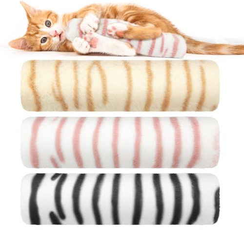 OSDUE Juguetes Hierba Gatera, 3 Piezas Juguetes del Catnip con Hierba Gatera, Suave y Duradero Juguetes para Masticar para Nteracción con Mascotas para Que los Gatos Mastiquen y Jueguen Rayas
