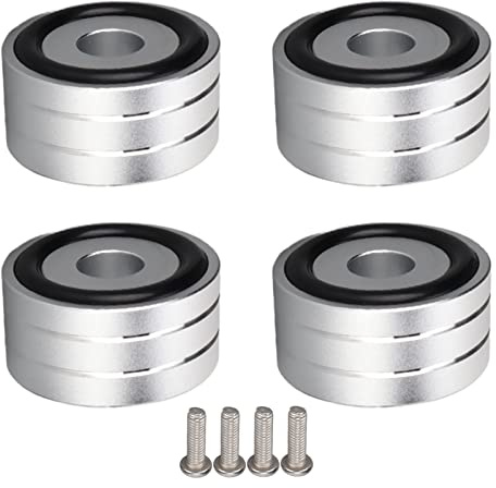 Cocoarm 4 St Högtalarisoleringsfötter Högtalarisoleringsspikar Stödfötter 7075 Flygaluminiumlegering Högdensitets Vibrationsabsorberande Basdynor för DAC-förstärkare Högtalare (Silver)