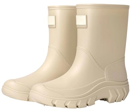 Generisch Bottes en caoutchouc antidérapantes pour femme, pieds nus, tige large, chaussures de pluie, bottes de jardin, bottes en caoutchouc