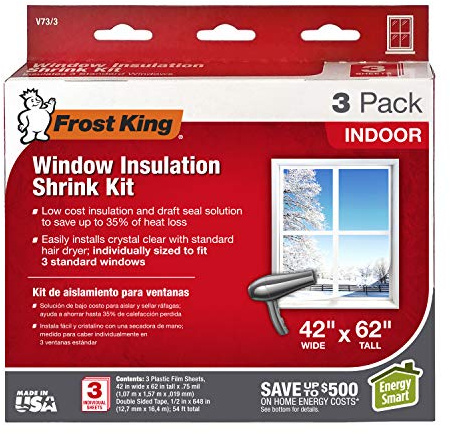 Frost King V73/3H Shrink Window Kit, Indoor, 42 x 62 in, 3 pack