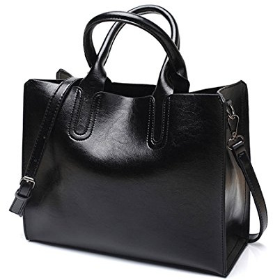 DEERWORD Donna Borse a Tracolla Borsa a Spalla Elegante Grandi Firmate Marca Mano Antifurto PU pelle 5502 1 pz Nero V3