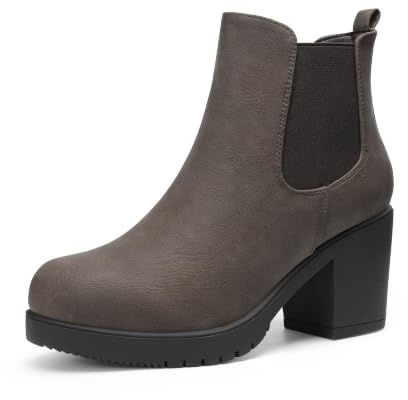 DREAM PAIRS Women's Chelsea Ankle Boots Fall Booties Shoes,Brown/Pu,11
