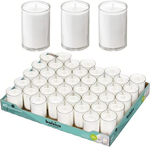 40 Stück Bolsius ReLight Clear Cups Kerze im transparenten Behälter 49/42 (16 Stunden)