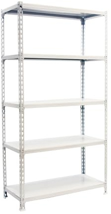 SimonRack Förvaringshylla 5 Hyllplan, 2000x1200x400 mm – Garagehylla i Vit, 200 kg Belastning per Hyllplan - B40