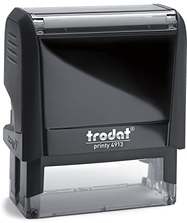 Trodat Personalisierter Stempel Printy 4913 zum direkt hier Erstellen – Selbstfärbend, Abdruck 58 x 22 mm, bis zu 6 Zeilen Abdruck Schwarz