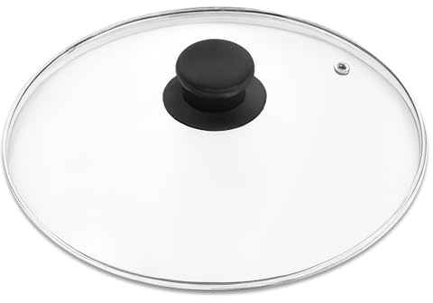 PEBBLE HUG 24 Cm Transparent Tempered Glass Lid for Frying Pan, Pots, Skillets - Universal Cover for Kitchen Utensils (Set of 1)