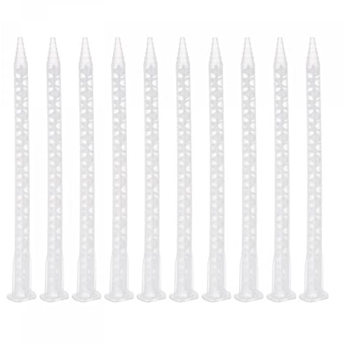 sourcing map 10 Pcs Époxy Tubes Mélangeur statique, 6,02 pouces Plastique Résine Mélange Buse Plat Boucle pour AB Colle Adhésif Pistolet Applicateur 50ml Cartouches, Blanc