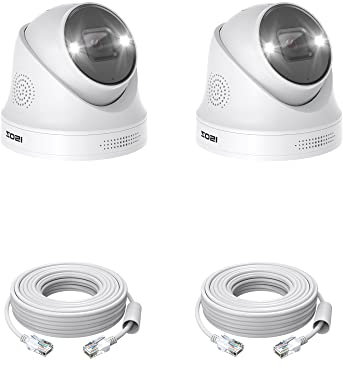ZOSI 2 Pack 5MP PoE IP Dome Cameras, Outdoor Indoor Camera with Person Vehicle Detection, Color Night Vision, 2-Way Audio, Power Over Ethernet POE Surveillance Camera, Only Work PoE NVR
