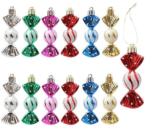 HERZWILD Herzwild 12 x Christmas Tree Decorations Candy Pendants Christmas Decoration Pendant Candy Ornaments (Colour-B)