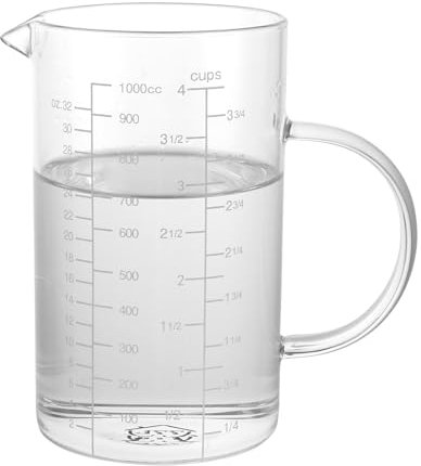 VIDETOL Verre Doseur Cuisine en Verre, 1 L Verre Mesureur Cuisine, 3 Mesures de Liquides Verre Doseur pour la Cuisson, la Pâtisserie et le Mélange